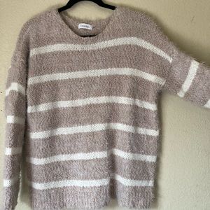 Calvin Klein Fuzzy Striped Sweater
